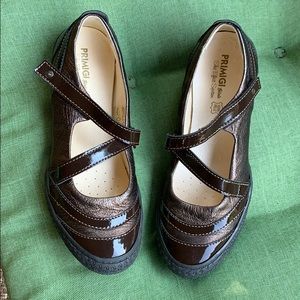 Vera Pelle brown Patton leather Mary Jane flats
